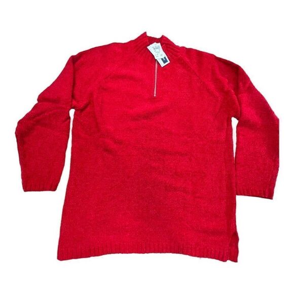 Jennifer Moore Women's Knit Mock Neck Quarter Zip Pullover Sweater Red Sz XL NWT - Picture 3 of 10